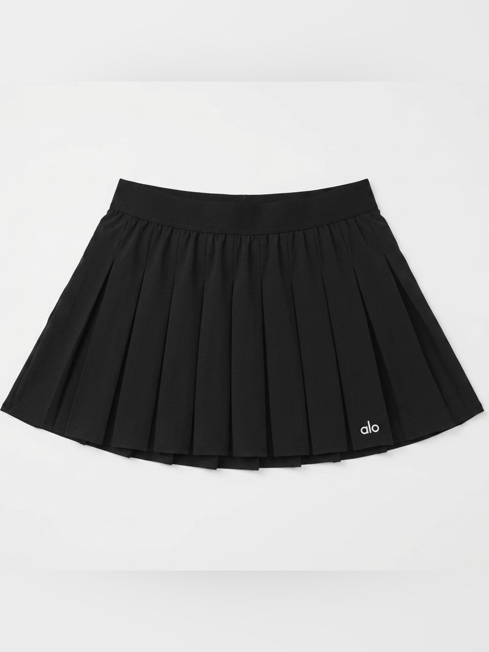 Alo Yoga Varsity Pleated Mid Rise Mini Tennis Skirt Women’s Black Skort Size XS - Picture 2 of 10
